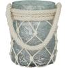 imageDeco 79 Glass Indoor Outdoor Candle Lantern Decorative Lantern Candle Holder with Rope Handle Lantern 7quot x 7quot x 18quot ClearAquamarine