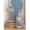 imageDeco 79 Metal Bird Cage Style Cloche Decorative Candle Lantern with Elevated Stand Set of 2 17quot 12quotH Silver
