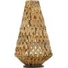 imageThe Novogratz Plastic Rattan Handmade Candle Lantern with Wrapped Zig Zag Design 12quot x 12quot x 20quot Light Brown
