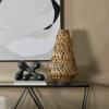 imageThe Novogratz Plastic Rattan Handmade Candle Lantern with Wrapped Zig Zag Design 12quot x 12quot x 20quot Light Brown