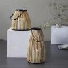 imageThe Novogratz Wicker Handmade Slatted Frame Decorative Candle Lantern with Handle 11quot x 11quot x 20quot Brown11 x 11 x 20