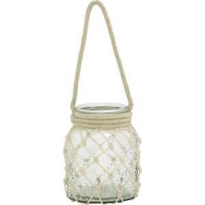 imageDeco 79 Glass Indoor Outdoor Candle Lantern Decorative Lantern Candle Holder with Rope Handle Lantern 7quot x 7quot x 18quot ClearClear