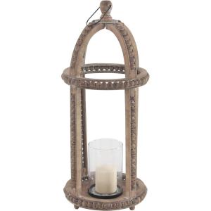 imageDeco 79 Rustic Wood and Glass Candle Lantern 10quotW x 29quotH Brown Clear