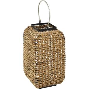 imageThe Novogratz Dried Plant Handmade Rattan Weaved Decorative Candle Lantern with Glass Holder and Handle 13quot x 12quot x 20quot Brown