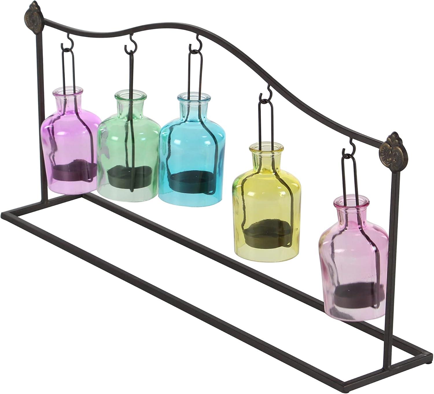 imageDeco 79 Metal Indoor Outdoor Candle Lantern Hanging Bottle Decorative Lantern Candle Holder Lantern 24quot x 5quot x 12quot Multi Colored