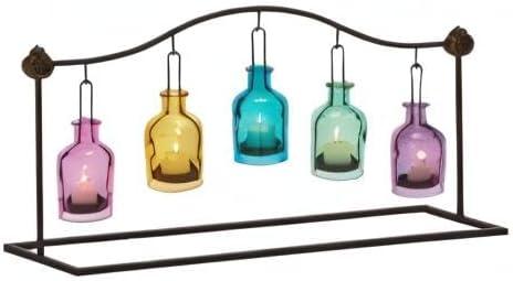 imageDeco 79 Metal Indoor Outdoor Candle Lantern Hanging Bottle Decorative Lantern Candle Holder Lantern 24quot x 5quot x 12quot Multi Colored