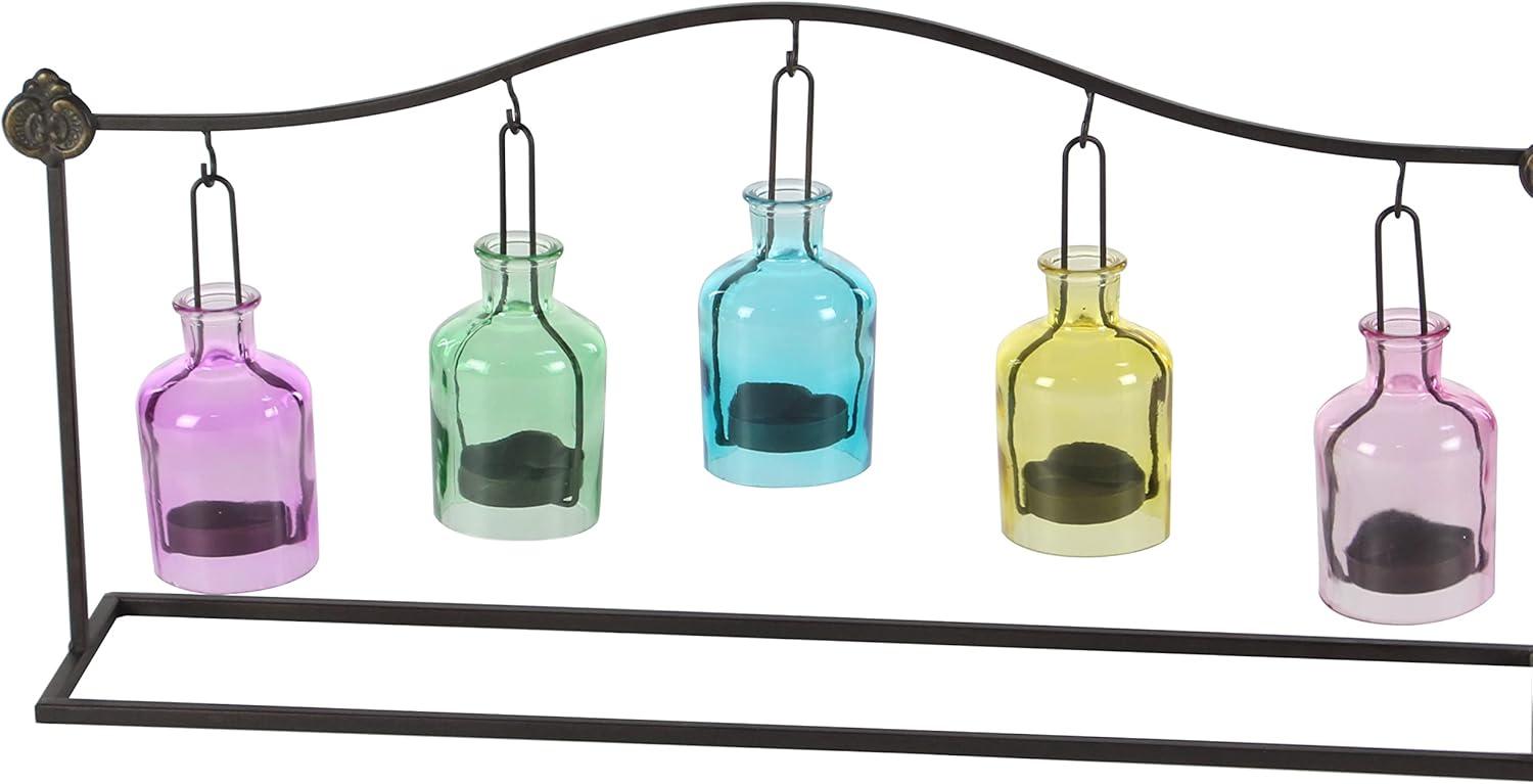 imageDeco 79 Metal Indoor Outdoor Candle Lantern Hanging Bottle Decorative Lantern Candle Holder Lantern 24quot x 5quot x 12quot Multi Colored
