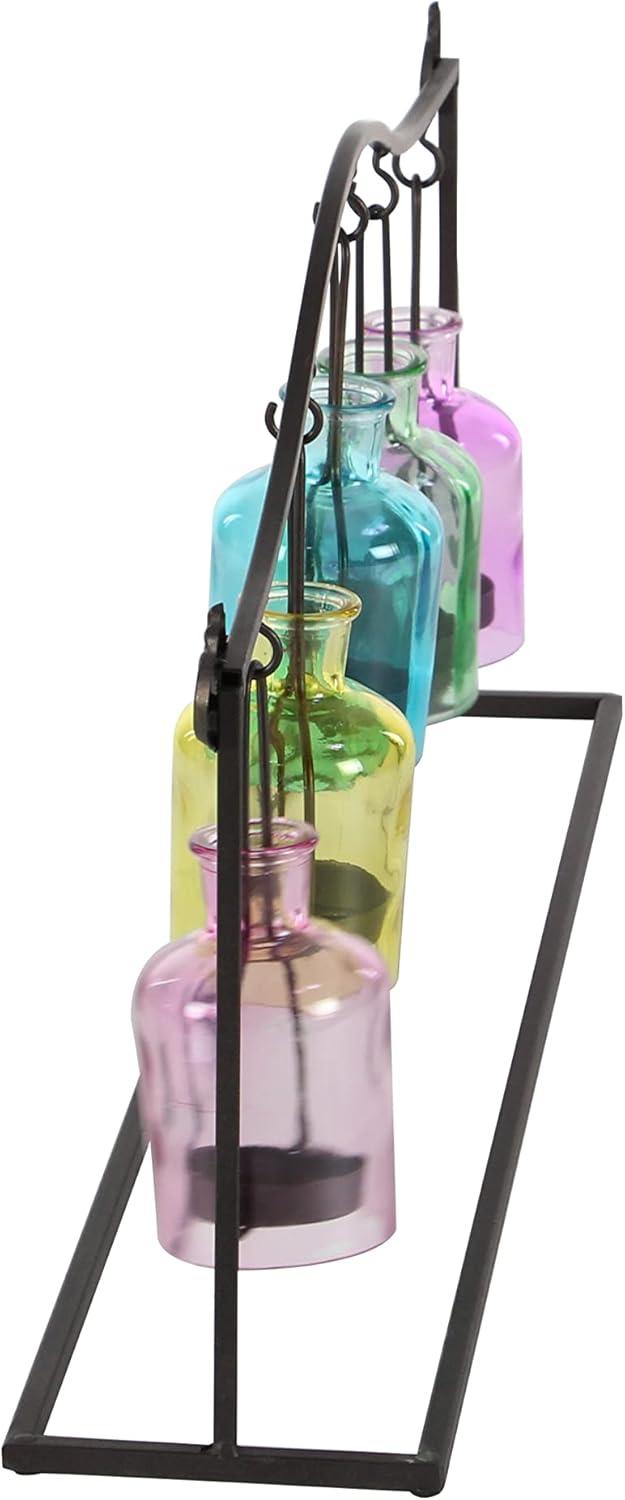 imageDeco 79 Metal Indoor Outdoor Candle Lantern Hanging Bottle Decorative Lantern Candle Holder Lantern 24quot x 5quot x 12quot Multi Colored