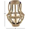 imageDeco 79 Farmhouse Recycled Wood Candle Lantern 10quot x 10quot x 16quot Beige Black Clear