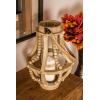 imageDeco 79 Farmhouse Recycled Wood Candle Lantern 10quot x 10quot x 16quot Beige Black Clear