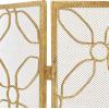 imageDeco 79 Metal Geometric Foldable Mesh Netting 3 Panel Fireplace Screen 53quot x 1quot x 31quot GoldGold