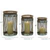 imageDeco 79 Metal Indoor Outdoor Candle Lantern Decorative Lantern Candle Holder Set of 3 Lantern 11quot 9quot 8quotH Silver
