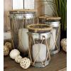 imageDeco 79 Metal Indoor Outdoor Candle Lantern Decorative Lantern Candle Holder Set of 3 Lantern 11quot 9quot 8quotH Silver
