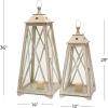 imageDeco 79 Metal Lighthouse Style Candle Lantern Set of 2 36quot 28quotH Cream