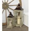 imageDeco 79 Wood Lighthouse Style Decorative Candle Lantern with Black Ring Handle 23quot x 9quot x 9quot BrownCream