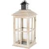 imageDeco 79 Wood Lighthouse Style Decorative Candle Lantern with Black Ring Handle 23quot x 9quot x 9quot BrownLight Brown