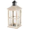 imageDeco 79 Wood Lighthouse Style Decorative Candle Lantern with Black Ring Handle 23quot x 9quot x 9quot BrownLight Brown