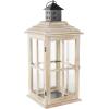 imageDeco 79 Wood Lighthouse Style Decorative Candle Lantern with Black Ring Handle 23quot x 9quot x 9quot BrownLight Brown