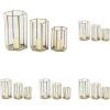 imageCosmoLiving by Cosmopolitan Glass Decorative Candle Lantern with Metal Plate Set of 3 6quot 8quot 10quotH Gold3 PIECES SMALL SIZE Pack of 5