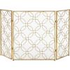 imageDeco 79 Metal Geometric Foldable Mesh Netting 3 Panel Fireplace Screen 53quot x 1quot x 31quot GoldGold