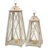 imageDeco 79 Metal Lighthouse Style Candle Lantern Set of 2 36quot 28quotH Cream