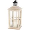 imageDeco 79 Wood Lighthouse Style Decorative Candle Lantern with Black Ring Handle 23quot x 9quot x 9quot BrownLight Brown
