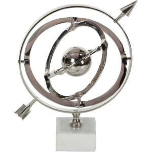 imageDeco 79 Aluminum Armillary Globe with Marble Base 10quot x 7quot x 13quot SilverSilverWhite