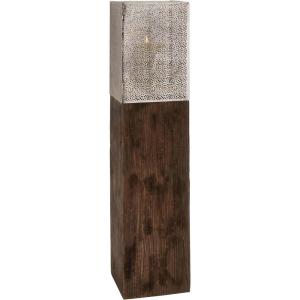 imageDeco 79 Mango Wood Handmade Indoor Outdoor Candle Lantern Laser Cut Metal Decorative Lantern Candle Holder Lantern 8quot x 8quot x 35quot BrownBrown