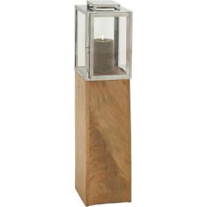 imageDeco 79 Mango Wood Handmade Indoor Outdoor Candle Lantern Laser Cut Metal Decorative Lantern Candle Holder Lantern 8quot x 8quot x 35quot BrownLight Brown