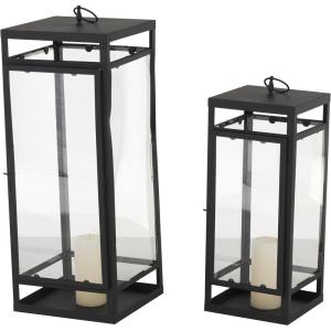 imageDeco 79 Metal Indoor Outdoor Candle Lantern Decorative Lantern Candle Holder Lantern 8quot x 8quot x 16quot Black2675  2165H