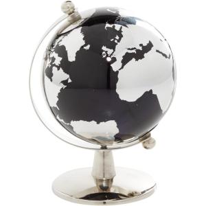 imageDeco 79 Stainless Steel Metal Globe with Silver Accents 6quot x 6quot x 8quot BlackBlack