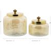 imageCosmoLiving by Cosmopolitan Glass Decorative Jars with Metal Lids Set of 2 4quot 5quotH Gold
