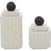 imageDeco 79 Ceramic Decorative Jars with Black Finial Set of 2 7quot 10quotH White