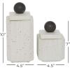 imageDeco 79 Ceramic Decorative Jars with Black Finial Set of 2 7quot 10quotH White