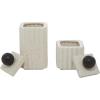 imageDeco 79 Ceramic Decorative Jars with Black Finial Set of 2 7quot 10quotH White