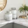 imageDeco 79 Ceramic Living Room Decorative Jars Striped Decorative Container Set of 2 Jar with Lid 13quot 10quotH Gray