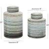 imageDeco 79 Ceramic Living Room Decorative Jars Striped Decorative Container Set of 2 Jar with Lid 13quot 10quotH Gray