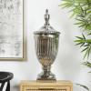 imageDeco 79 Ceramic Living Room Decorative Jars Tall Fluted Urn Decorative Container with Lid Jar with Lid 12quot x 12quot x 32quot WhiteSilver