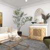 imageDeco 79 Contemporary Geometric Designed Metal Fireplace Screen 50quotL x 35quotH Gold