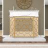 imageDeco 79 Contemporary Geometric Designed Metal Fireplace Screen 50quotL x 35quotH Gold
