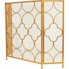imageDeco 79 Contemporary Geometric Designed Metal Fireplace Screen 50quotL x 35quotH Gold