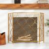 imageDeco 79 Contemporary Geometric Designed Metal Fireplace Screen 50quotL x 35quotH Gold