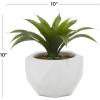 imageDeco 79 Faux Foliage Agave Artificial Plant with Realistic Leaves and White Ceramic Pot 11quot x 10quot x 10quot Green