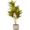 imageDeco 79 Faux Foliage Crotons Artificial Plant with Realistic Leaves and Floral Patterned Pot 16quot x 18quot x 30quot Green
