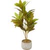 imageDeco 79 Faux Foliage Crotons Artificial Plant with Realistic Leaves and Floral Patterned Pot 16quot x 18quot x 30quot Green