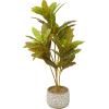 imageDeco 79 Faux Foliage Crotons Artificial Plant with Realistic Leaves and Floral Patterned Pot 16quot x 18quot x 30quot Green