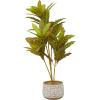 imageDeco 79 Faux Foliage Crotons Artificial Plant with Realistic Leaves and Floral Patterned Pot 16quot x 18quot x 30quot Green