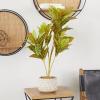 imageDeco 79 Faux Foliage Crotons Artificial Plant with Realistic Leaves and Floral Patterned Pot 16quot x 18quot x 30quot Green