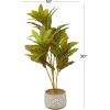 imageDeco 79 Faux Foliage Crotons Artificial Plant with Realistic Leaves and Floral Patterned Pot 16quot x 18quot x 30quot Green