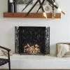 imageDeco 79 Metal Foldable Mesh Netting 3 Panel Fireplace Screen with Leaf and Vine Relief 45quot x 1quot x 30quot BrownBlack